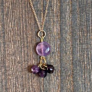 Delicate Gold Necklace with Purple Amethyst Beads